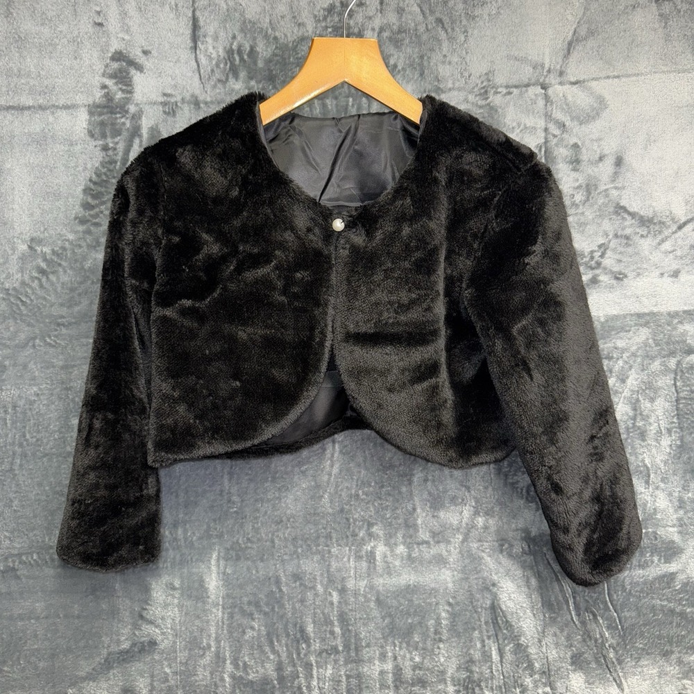 Girls Kids Velvet Bolero Cardigan Wrap Capelet Open Shrug Jacket Size L 128